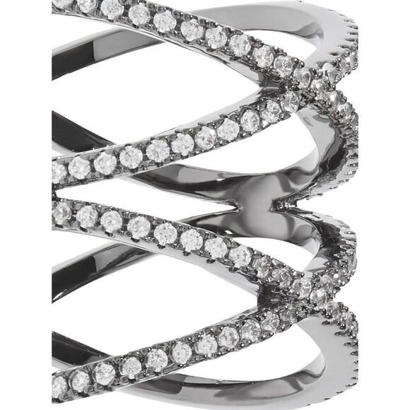 Noir Jewelry- Gunmetal-tone crystal ring - Picture 3 of 4